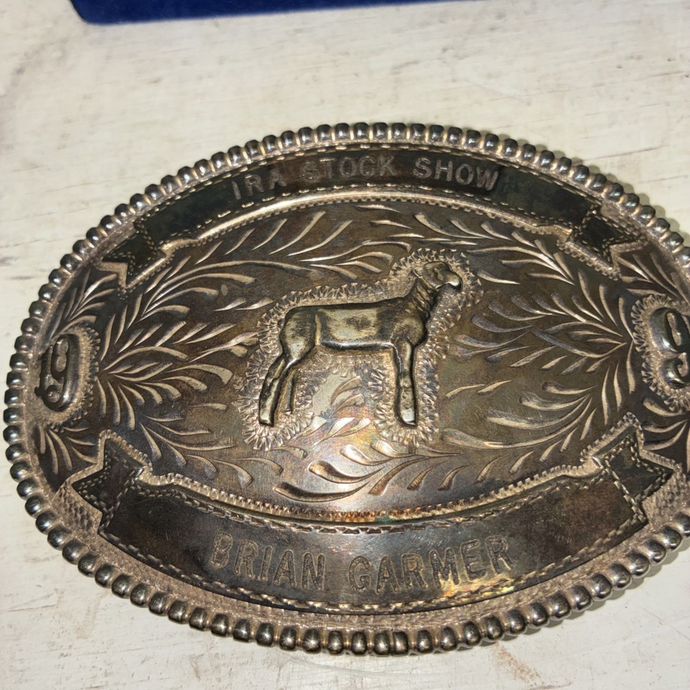 vtg Ira Texas stock show 1991 belt buckel lamb division silversmth collection